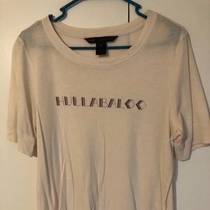 Marc Jacobs comfy screen print tee says Hullabaloo